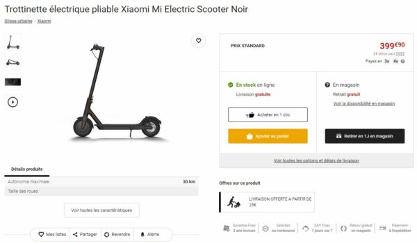 Xiaomi M365 dispo à la Fnac